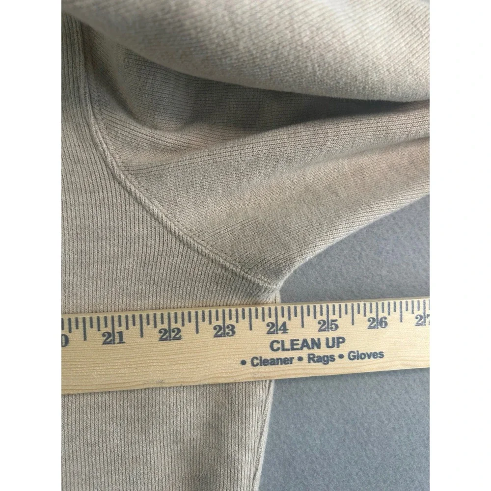 Polo Ralph Lauren Full Zip Hoodie Mens Large Beige Tan Ribbed Cotton Pony Logo